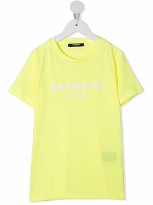 Balmain Kids logo-print cotton T-shirt - Yellow