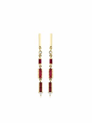 Gfg Jewellery 18kt yellow gold Artisia bar ruby and diamond earrings