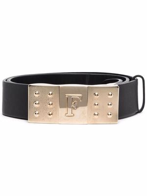 Gianfranco Ferré Pre-Owned 1990s logo engraved buckled leather belt - Black