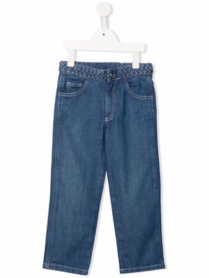 Chloé Kids braided-waist straight-leg jeans - Blue