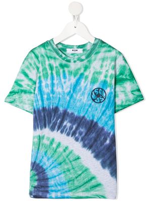 MSGM Kids tie-dye print cotton t-shirt - Blue