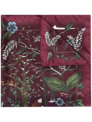 Aspinal Of London woodland-print silk scarf - Red