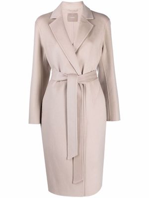 12 STOREEZ belted wool single-breasted coat - Neutrals