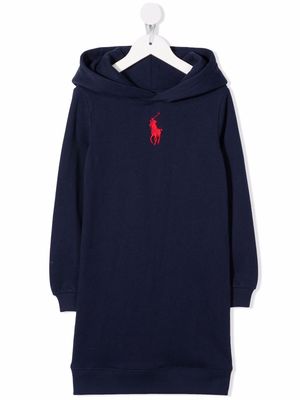 Ralph Lauren Kids logo-embroidered hoodie dress - Blue