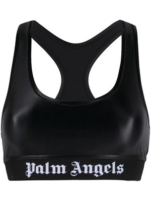 Palm Angels logo print detail sports bra - Black