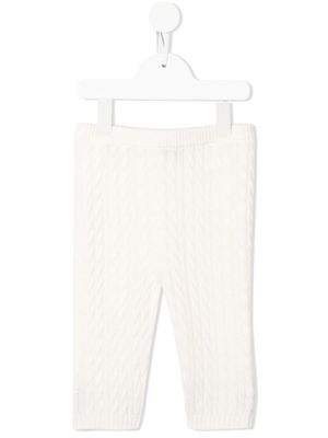 N.PEAL KIDS cable-knit leggings - White