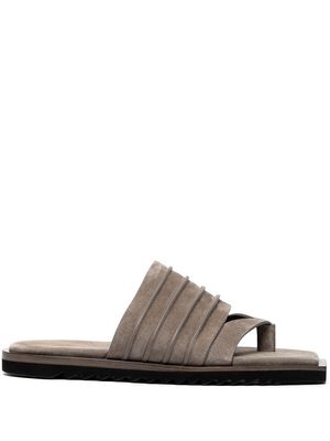 Rick Owens ribbed thong suede sandals - Brown