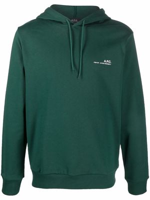 A.P.C. logo print hoodie - Green