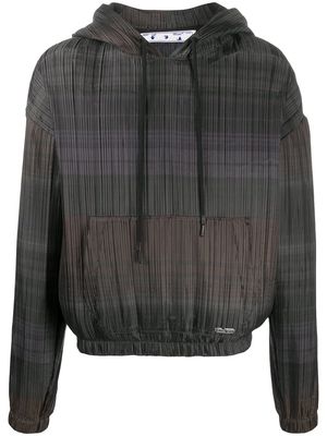 Off-White horizontal-stripe pleated hoodie - Brown