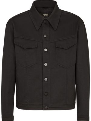 Fendi embroidered logo denim jacket - Black