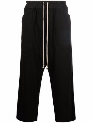 Rick Owens DRKSHDW cropped cotton drawstring trousers - Black