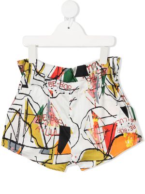 Wolf & Rita graphic print paperbag waist shorts - White