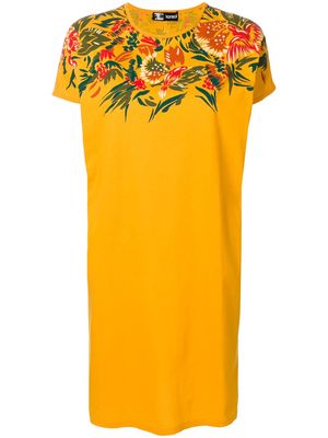Kansai Yamamoto Pre-Owned 1990s floral-print detail T-shirt dress - Orange