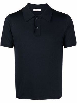 SANDRO short-sleeve pointed-collar polo shirt - Blue