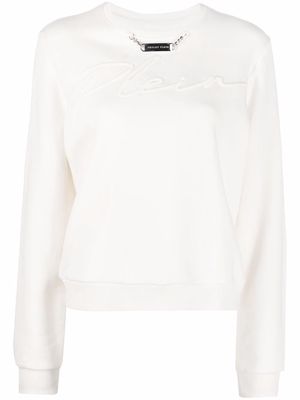 Philipp Plein Embroidery Signature leisure sweatshirt - White