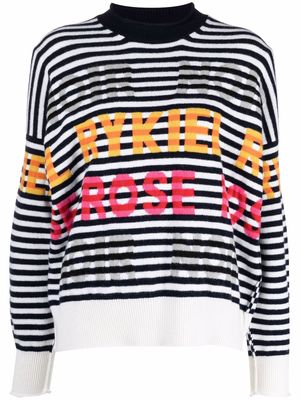 SONIA RYKIEL slogan striped jumper - White