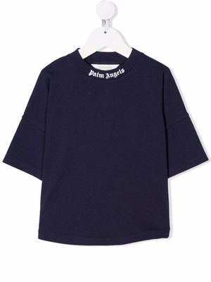 Palm Angels Kids logo-print cotton T-shirt - Blue