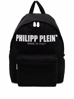 Philipp Plein logo-print nylon backpack - Black