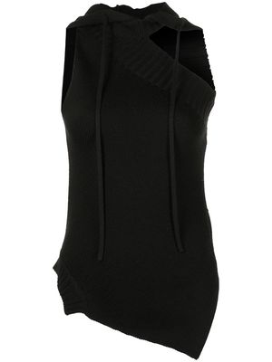 Monse hooded sleeveless knitted top - Black