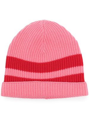 Cashmere In Love Bia striped-knit beanie - Pink