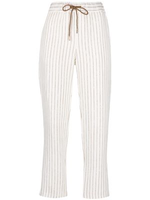 Max & Moi pinstripe-print cord trousers - White