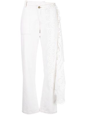 Monse high-waist lace detail trousers - White