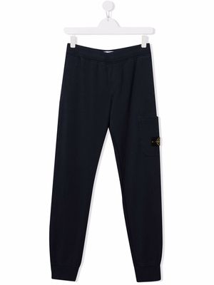 Stone Island Junior side logo-patch trousers - Blue