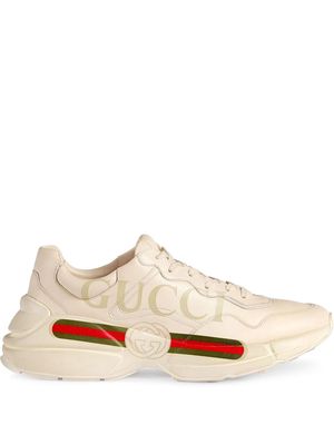 Gucci Rhyton-logo leather sneakers - White