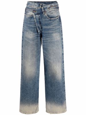 R13 crossover waistband wide-legged jeans - Blue