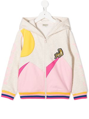 Kenzo Kids tiger patch zip-up hoodie - Neutrals