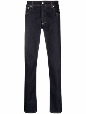 Alexander McQueen logo-embroidered slim-fit jeans - Blue