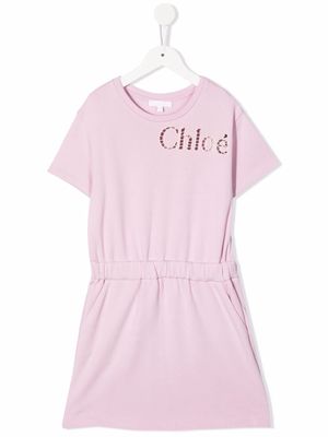 Chloé Kids logo print T-shirt dress - Purple