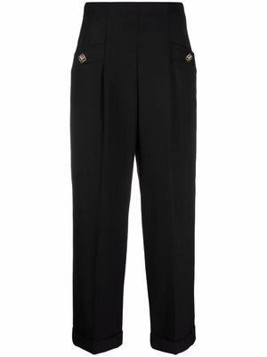 SANDRO high-waisted cropped trousers - Black