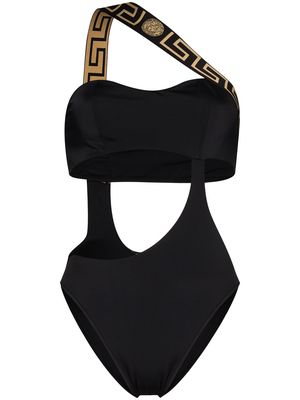 Versace cut-out Grecca detail swimsuit - Black