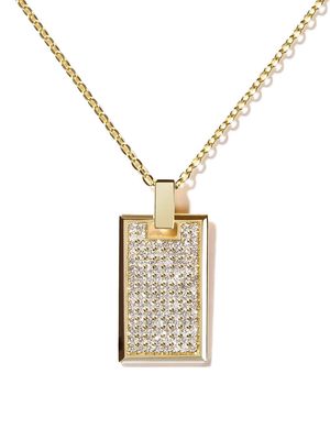 AS29 18kt yellow gold medium TAG pave diamond rectangle pendant necklace