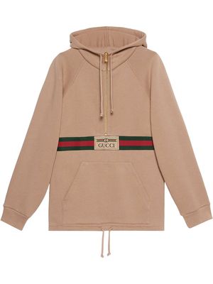 Gucci Web-detail hoodie - Brown