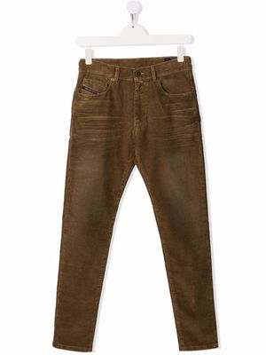 Diesel Kids TEEN corduroy straight-leg trousers - Brown