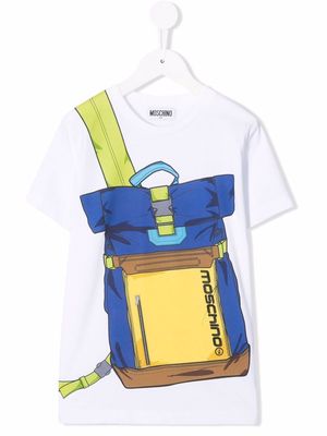 Moschino Kids backpack-print T-shirt - White