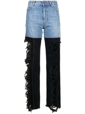 Peter Do Combo high-rise straight jeans - Blue