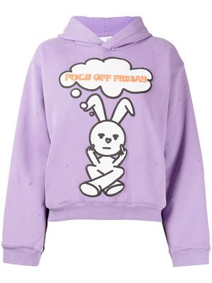 Natasha Zinko Friday distressed rabbit-print hoodie - Purple