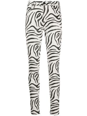 Philipp Plein high-waisted zebra print trousers - White