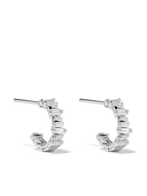 Suzanne Kalan 18kt white gold and diamond small hoop earrings - Silver