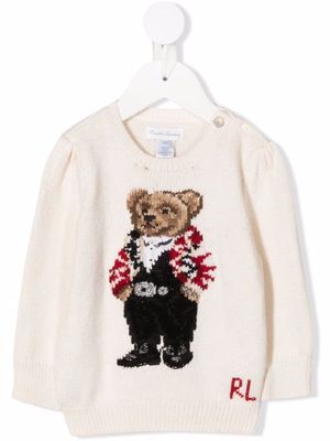 Ralph Lauren Kids Polo Bear intarsia-knit jumper - White