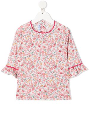 Siola floral-print frill-sleeve top - Pink