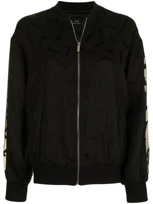 Armani Exchange embroidered sheer-overlay bomber jacket - Black
