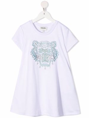 Kenzo Kids tiger-embroidered T-shirt dress - White