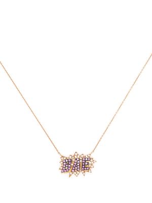 Diane Kordas 18kt rose gold diamond pop art necklace - Pink