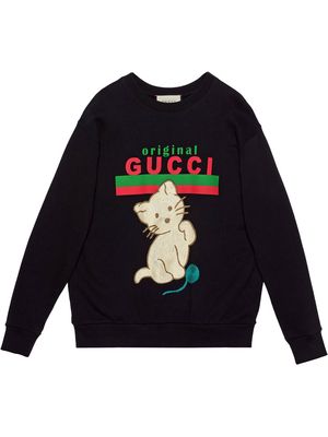 Gucci Kitten crew-neck sweatshirt - Black