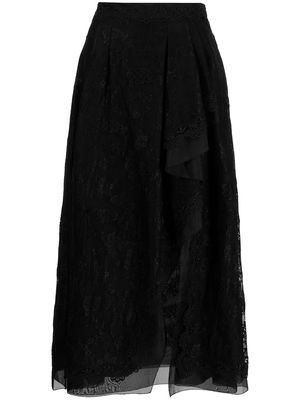SHIATZY CHEN asymmetric lace midi skirt - Black