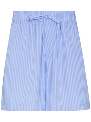 TEKLA poplin pinstriped pajama shorts - Blue